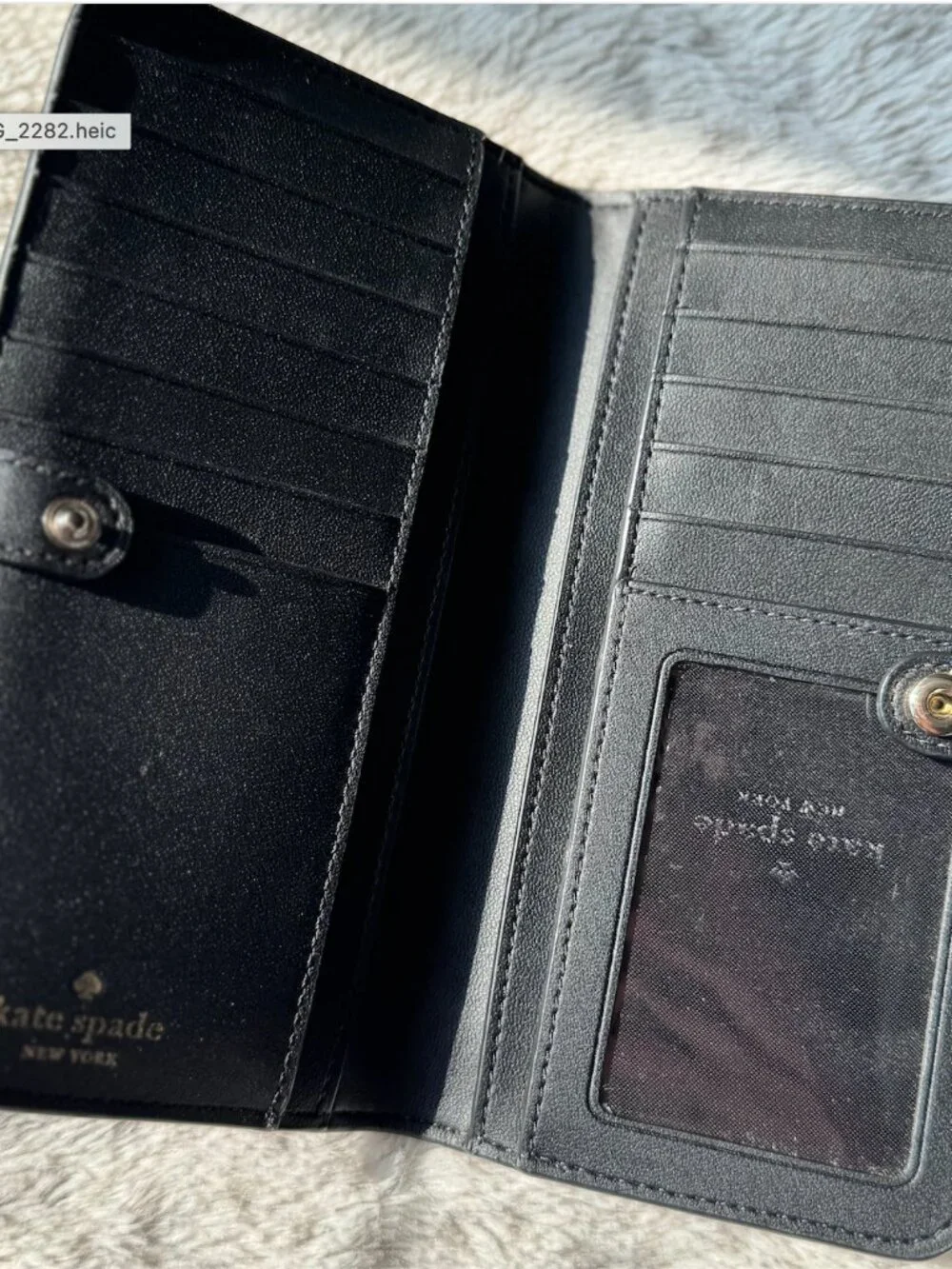 kate spade Black Pebbled Wallet
